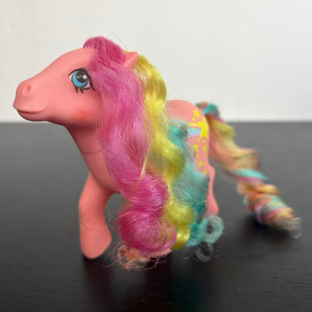 Vintage 1984 My Little Pony G1 Rainbow Curl Pony Stripes Pink Stars Ponies MLP